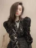 Kvinnors blusar EWSFV 2023 Winter Hollow-Out Lace Sexig tredimensionell bubblahylsa Skjorta Design Fashion Long Blus