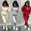 Damen Hoodies Sweatshirts Solide Frauen Trainingsanzug Lässige Hoodies Sweatshirt Hose Set Lounge Wear Sport Anzug 2PCS Herbst Winter Kleidung 230911