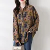 Blusas de mujer 2023, camisas de manga larga con estampado de seda para otoño e invierno, camiseta grande holgada informal de estilo exterior ajustada