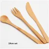 Talheres Conjuntos Estilo Japonês Bambu Conjunto de Talheres de Madeira Conjunto de Garfo Cortador Reutilizável Ferramenta de Cozinha 3 Pcs One Drop Delivery Home Garden Otw2m