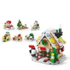 Julserie Byggnadsblock Set Kawaii Reindeer Winter Village Mini House Model DIY Bricks Toys for Kids