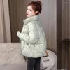 Women's Trench Coats 2023 Cotton-Padded Clothes Female Korean Version Glossy Disposable Down Cotton Jacket Autumn And Winter Coat