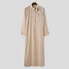 Etniska kläder Jubba Thobe Ramadan Eid Muslim Fashion Men Mellanöster Arabian Kaftan Lone Sleeve Button Top Casual Man Robe