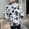 Ternos masculinos blazer casual vintage turn down colarinho manga longa impressão floral casaco jaqueta dança festa blusa estilo de negócios vestido terno