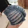 Frauen Jeans Shorts Y2k Frauen Hosen Jean Femme Mini Kurze Mujer Kleidung Sexy Baumwolle Hohe Taille Grind Reveal Nebenlinie Quaste nachtclub