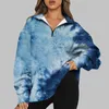 Kadınlar için kadın hoodies moda sweatshirtler büyük boy yarım zip kazak uzun kollu sweatshirt çeyrek kapüşonlu kazak sudaderas de mujer