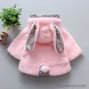 Down Coat Winter Baby Girl Clothes Cute Rabbit Ears Plush Baby Coat för flickor Ytterkläder Kids Jacka Spädbarn Huven R230912