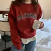 Sudaderas con capucha para mujer Letras bordadas Sudadera con capucha O Cuello Manga larga Jersey sin capucha 2023 Otoño Invierno Relajado Casual