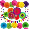 Andra festliga festförsörjningar 21 datorer papper fans Garland pom poms blommor jul halloween dekoration baby shower födelsedag hem dekor dh3wu