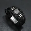 Nieuwe trendy multi-gelaagde zwart rood lederen armband manchet armband sieraden voor mannen cadeau