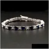 Tennis Hoge Kwaliteit 4A Volledige M Blauwe Spinel Armband Echt Massief 925 Sterling Sier Classcial Sieraden 1 Stk/partij Drop Levering BH Dhgarden Dh1Hz