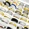 Band Rings Newest 30Pcs/Lot Mix Style Stainless Steel Ring Metal Titanium Finger Band Fit Mens And Womens Fashion Party Engagement Gif Dhosq