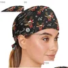 Chapéus de festa Natal Impresso Headwear Pet Store Aniversário Ano Novo Sweatband Fosco Chapéu Respirável Algodão Enfermeira Médico Trabalho Headband D Dh2Aq