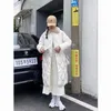 Casacos de trincheira femininos outerwear gola de cabelo jaqueta 2023 longo na altura do joelho inverno coreano engrossar quente pato branco algodão casaco