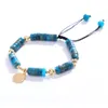 Natural gemstone Aquamarine Amethyst Bead Bracelet Handmade Adjustable Pillar Stone Beaded Bracelets Jewelry for Women gift