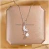 Hänge halsband Ny ankomst Sier Plated Moon Star Pendant Necklace for Women Gift Drop Delivery DHGKU