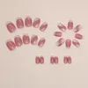 Kunstnagels 24 stuks nepnagel met abstracte kunstlijnen ontwerpen afneembare Franse tips druk op dames meisjes manicure