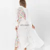 Street Style Dresses Bohe Maxi Dress Women V Neck Floral Print Kimono Flare Sleeve Beach Summer Casual Button Long Loose Robe Femme Dresses HKD230912