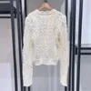 Women's Sweaters 2023 Early Spring Wool Milk Three-dimensional Hollow Out Flower-shaped Collar Women Knitted Sweater