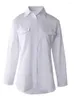 Blouses Femmes Chemises Blanches Femmes Automne Hauts À Manches Longues Femme Bouton Poche Design Chemise Dames Bureau Style Chemisier Simple Boutonnage