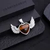 Natural Stone amethyst Pendant Heart shaped wings Angel opal pink crystal pendant charms for for jewelry making necklaces