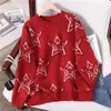 Suéteres de mujer Moda de cinco puntas Diseño de estrella Patchwork O-cuello Partido Suéter para mujer 2023 Otoño Invierno Nicho Suelto Casual Pareja Punto