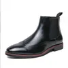 New Black Chelsea Boots for Men Square Toe Slip-On Business Men Ankle Boots Botas De Hombre High-Top Shoes For Boys Party Boots