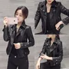 Kvinnor läder kvinnor Motocykel Autumn Gothic Jacket Black Turn-Down Collar Female Korean Outwear Coat 2023 Slim Pu Short Zipper