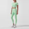 Tute da donna Donna Yoga Abito a maniche corte Due pezzi Colore Solido Abbigliamento Nero Due pezzi Pantaloni eleganti Abiti per abbigliamento