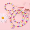 Heart Necklaces For Girl Cute Pendants Accessories Jewelry Sets Children Gift Fashion Colorful Beads Bracelet For Kid
