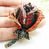 Brooches Grgeous Red Rose Flower Woman's Pendant Brooch Pin Rhinestone Crystal Corsage