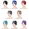 Double couleur dames Turban Bonnet haut en coton noeud intérieur Hijab casquettes africain torsion bandeau femmes bandeau inde chapeau Hijabs casquette