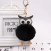 Mignon pompon hibou porte-clés en peluche porte-clés lapin boule de fourrure pompon moelleux en cuir dessin animé porte-clés accessoires bijoux 12 LL