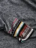 Dames Hoodies Sweatshirts Tribal Geometrisch Gestreept Paneel Gebreide Top met Capuchon Lange mouwen Mock Button Gebreid Dames Casual Etnisch Top Met Kap 230911