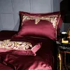 1000tc豪華なエジプトの綿布団カバーセットベッドシート枕シャムシックシックな刺繍寝具セットレッドグレーキングクイーンサイズ22917