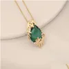 Collane con ciondolo Collana con ciondolo a forma di cuore con croce di smeraldi di lusso Gioielli fatti a mano per consegna regalo Dhsgf