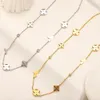 Brand Designer Flower Pendants Necklaces Luxury 18k Gold Plated Stainless Steel Inlay Crystal Letters Choker Chain Pendant Necklace Jewelry Accessories Gifts