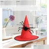 Party Hats Black Spider Witch Hat Childrens Adt Halloween Magician Role Play Props Decoration Clothing Accessories Drop Delivery Home Dhikr