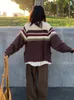 Y2K Esthétique Vintage Gland Tricoté Cardigan Printemps Oversize Lâche Contraste Femmes Pull Fermeture À Glissière Harajuku Cardigans Femme 230912