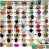 Anéis de banda 30 peças/lote arco-íris natural banda gem pedra anéis para mulheres homens mix estilo boêmio projetos casais designer jóias engajar dhyus