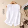 Fashionable Short Cotton Vest Single Lay Retro Casual Women Sleeveless Cardigan Top