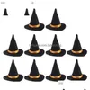 Party Hats 10 bitar Halloween Mini Witch Handmade filt Wine Bottle Caps matbordsdekorationer Holidayföreställningar Props Drop D DH9WA