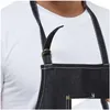Aprons New Leather Strap Custom Denim Apron For Barbershop Hairdresser Kitchen Men Personalized Coffee Drop Delivery Home Garden Texti Dhni1