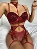 Set sexy Lingerie sensuale Set intimo imbottito da donna Giarrettiera Femme Reggiseni push up in pizzo G String Mutandine Abito sexy da donna 230808