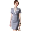 Two Piece Dress Women Blazer And Skirt Set Suit Business Full Sleeve Jacket Plaid Formal Career Ladies Office Uniform2873