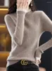 Suéter feminino meia gola alta 100 suéter puro de malha camisa de fundo outono e inverno all-match gola de renda caxemira 22