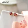 Boucles d'oreilles en argent Sterling 925, cœur rouge pour femmes, tempérament de luxe, bijoux de fête de mariage, accessoires, cadeau pour petite amie Eh848