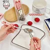 Dinnerware Sets Cute Portable Stainless Steel Strawberry Korean Chopsticks Spoon Fork Cutlery Set With Case Travel Tableware Gift