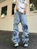 Damen Jeans America Style Original Retro Washed Ripped Jeans Patchwork Hohe Taille Destroy Stickerei Streetwear Denim Hosen Ins Hosen J230912