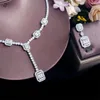 Halsbandörhängen Set Bridal 2 Pieces and High Quality Zircon Enkel men eleganta bröllopsklänningar Tillbehör Partihandel